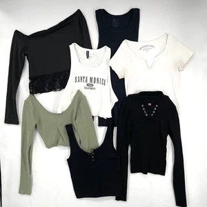 Lot of 7 Juniors Shirts Crop Tops Size S M DIVIDED Sugar Rein Aeropostale - Picture 1 of 19