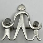 Parent Two Children Brooch Great Falls Metal Works Sterling Silver Moonstone