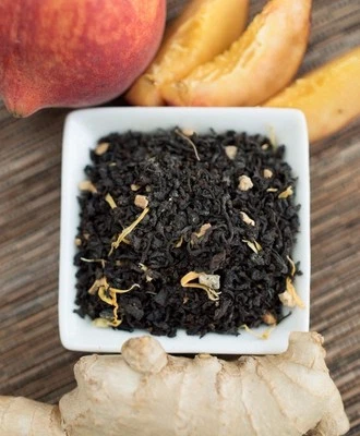 HIS HEALING HERBS & TEAS Ginger Orange Peach Black tea Organic loose leaf or tea bags choose qty