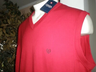 CHAPS RALPH LAUREN RED V-NECK SLEEVELESS SWEATER VEST SZ: 2XLT 2XT XXLT NWT - Image 1 of 2