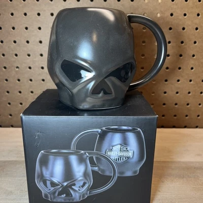 Harley-Davidson Core Sculpted Skull Coffee Mug, 14 oz. - Matte Black NEW  - Photo 1/4