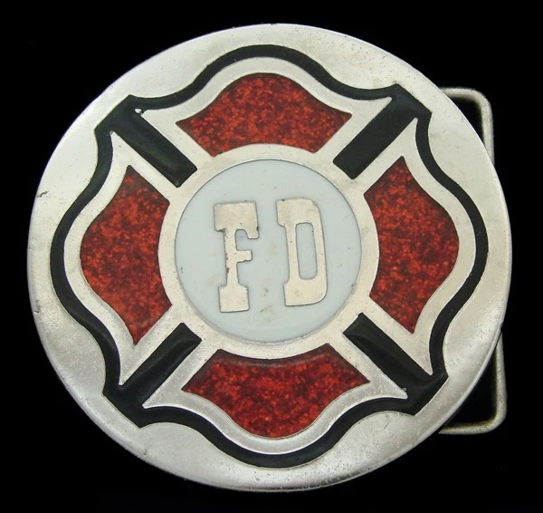 LH18108 *NOS* VINTAGE AÑOS 70 ***DEPARTAMENTO DE BOMBEROS*** EMBLEMA DE BOMBERO HEBILLA CROMADA Foto 1 de 2