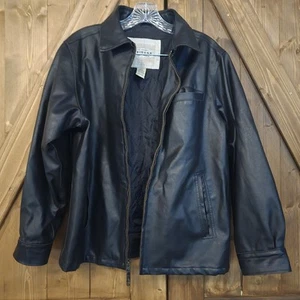 Vintage Arizona Jean Company Quilted Lined PU Leather Jacket Youth XL 14/16 Blk - Picture 1 of 7