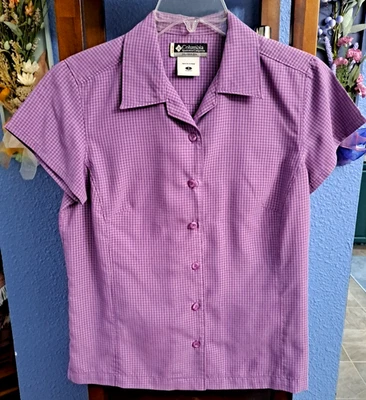 Columbia женщин S фиолетовый имбирь коротким рукавом блузка на пуговицах рубашка на открытом воздухе - Изображение 1 из 4