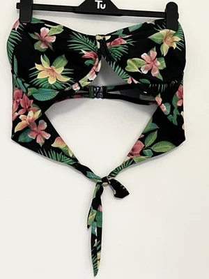 Black floral bikini swim top size 38F - Image 1 of 3