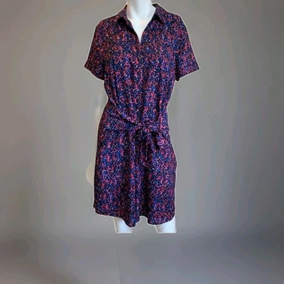 ECRU Seurat Multi Azul Rosa Camisa Vestido Cinturón Corbata Talla M Nuevo con Etiquetas.       C2 Foto 1 de 4