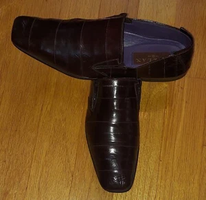 MEZLAN 4115 MEN'S BROWN EEL SKIN  SLIP-ON LOAFERS SIZE 10.5 M MADE IN SPAIN - Picture 1 of 15