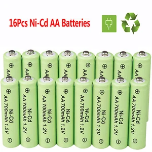 16 Pack AA Ni-CD 700mAh 1.2V Rechargeable Batteries for Garden Solar Lights Lamp - Picture 1 of 8