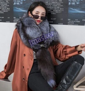 Mantón bufanda de piel de zorro de piel entera real para mujer capa cuello abrigo calentador de cuello - Imagen 1 de 31