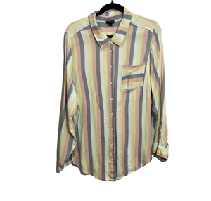 Torrid Women's Multi Color Striped Long Sleeve Button Down Coastal Shirt 3X - Picture 1 of 11