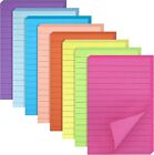 8 Pack Lined Sticky Notes 4X6 Inches, Bright Ruled Self-Stick Pads, Colorful Sup