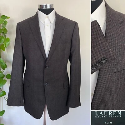 Ralph Lauren Para Hombres Blazer Dos Botones Marrón Lana Abrigo Deportivo Chaqueta Talla 42R Foto 1 de 4