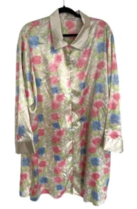 Vintage Valerie Stevens II Satin Floral Sleep Shirt Night Gown Pajama Size 2X - Picture 1 of 8