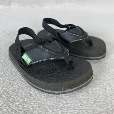 Sanuk Root Beer Cozy Baby Toddler Flip Flop Sandal Size 7 Black Slingback Water - Image 1 of 4