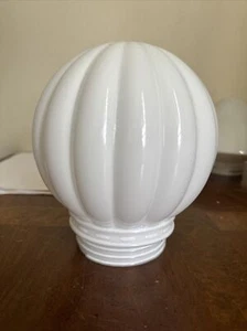 VTG 6" White Glass Lamp Light Shade Globe with 3" Screw Fitter Neck MCM - Picture 1 of 9