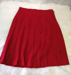 Vtg NWOT womens Stephanie Andrews Wool Pleated Red Skirt Size 12 Adademia Preppy - Picture 1 of 3
