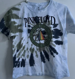 Pink Floyd Tie-dye T-shirt Dark Side of the Moon Youth Size Large White Green - Picture 1 of 7
