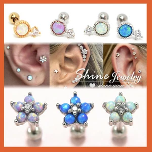 Opal Crystal Stud Ear Cartilage Ring Bar Piercing Jewelry Post Climber Earrings - Picture 1 of 61