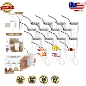 16er Pack Anpassbare 3oz Sublimation Mini Becher mit Deckel & Strohhalme - Weiß - Bild 1 von 9