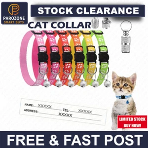Cat Collar Safety Release Reflective Kitten Collar with Bell Hi Vis & Adjustable - Picture 1 of 5