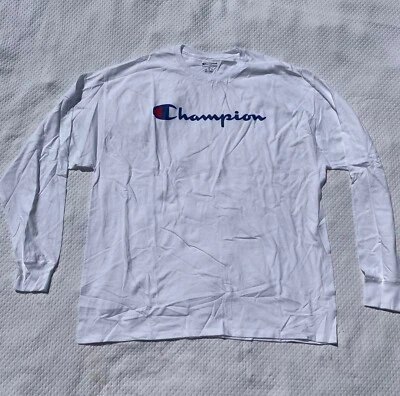 NUEVO CON ETIQUETAS Champion Para Hombres Talla XXL Manga Larga Blanca Ligera Camiseta Top 2XL Foto 1 de 4