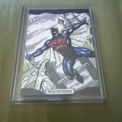 2016 Marvel Masterpieces  Auto Sketch Spider-man 2099 Israel Arteaga 1/1 - Image 1 of 2