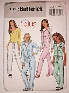 Butterick 3922 Sweatsuit Vest Pants Hoodie Sewing Pattern Girls 7 8 10 12 14 UC - Picture 1 of 6
