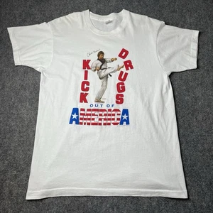 Vtg 1990 chuck norris kick drugs out of america t-shirt Single Stitch Tee Xl 90s - Picture 1 of 6