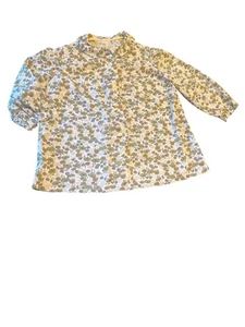 Vintage 60s Maternity Floral Button-Up Blouse Long Sleeve Soft Cotton Autumn M - Picture 1 of 4