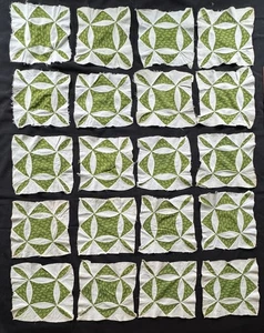 Antike grüne Quiltblöcke von 1840 - Bild 1 von 3