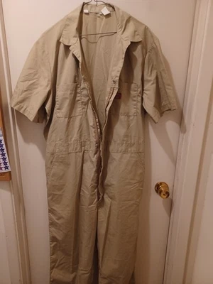Dickies Coveralls Khaki Tan Lightweight Size 44 Tall Full Zip  - Image 1 of 4