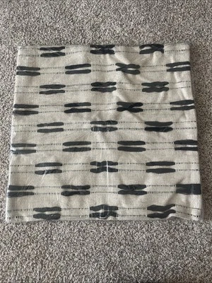 Bohemian Pillow Cover Case Woven Textured Euro Sham 23”x23” Beige & Black Zipper Foto 1 de 4