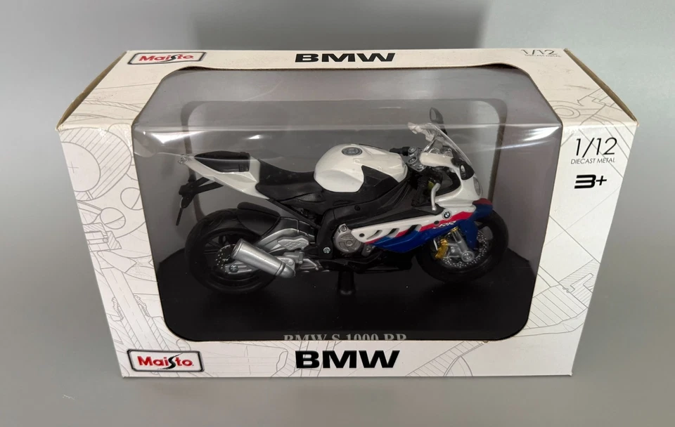 Maisto. BMW S1000RR. 1:12 Scale. Motorcycle Model White/Blue. - Image 1 of 1