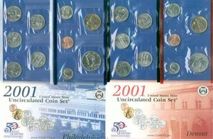 2001 United States MINT SET - 20 COIN SET WITH ENVELOPES - Picture 1 of 1
