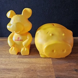 Two Piggy Shaped Promotional Money Box Bendigo Bank Australia - Picture 1 of 12