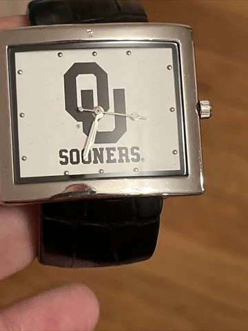 large Oklahoma Sooners ladies cuff watch chrome plate fashion new battery Cover