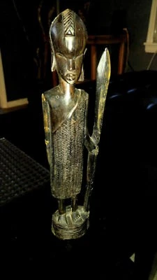 Antique Indian Teak Warrior Circa 1960s NYC - Image 1 of 4