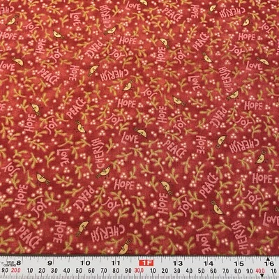 Under the Mistletoe Anni Downs for Henry Glass Cotton Fabric Remnant 17" x 43" - Image 1 of 2