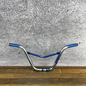 BMX Handlebar Blue VBar V-Bar Old School BMX Race OG 70s Box 23 Unknurled - Picture 1 of 17