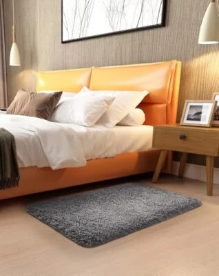 Alfombras antideslizantes Ophanie Small Throw 2x3 para dormitorio, mini área 2x3 pies 1- gris Foto 1 de 4