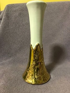 American Bisque White Vase With Weeping Gold - Picture 1 of 9