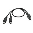Micro USB Female to 2 Micro USB Male Splitter Cable Extension Wire 30cm/12inch