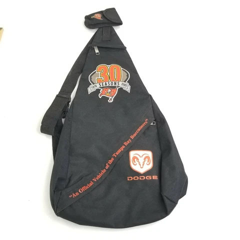 Tampa Bay Buccaneers Dodge 30 Seasons 1976 2005 Black Sling Backpack Travel NFL Cover