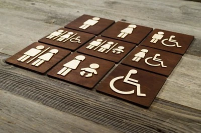 Square Toilet Door Sign, WC Sign, Restroom Door Sign, Round Toilet Door Sign, WC - Изображение 1 из 4