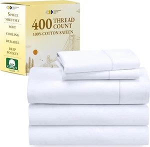 Split King Sheets Set for Adjustable Bed - 400 Thread Count 100% Cotton, Cooling - Picture 1 of 8