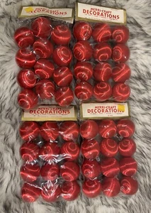 Vintage Merri-Craft Red Satin Christmas Tree Balls 48 Pcs. Made In USA NOS - Picture 1 of 5