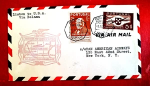 PAN AM 1er Vuelo Cubierta Lisboa a Nueva York vía BOLAMA 2/6/41 - Imagen 1 de 2
