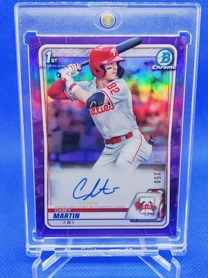 Casey Martin #/250 Purple Auto 2020 Bowman Chrome 1st- Milwaukee Brewers - Image 1 of 4