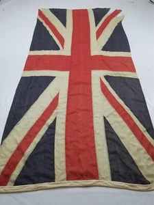 Antique Hand-Stitched Cotton British Union Jack Flag 310x150cms - Picture 1 of 12