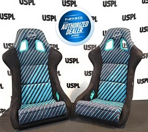 NEW 2x NRG Innovations Large Alcantara 20yr Anniversary Bucket Seats+Side Mounts - Picture 1 of 7